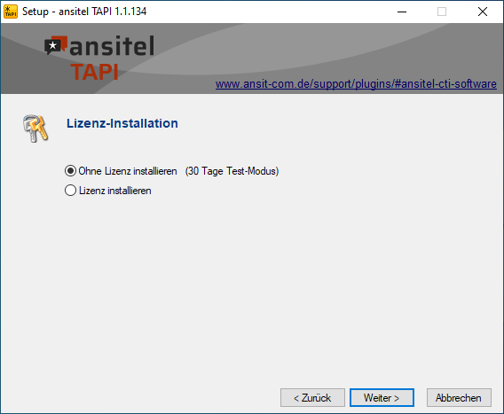 ansitel TAPI Lizenz